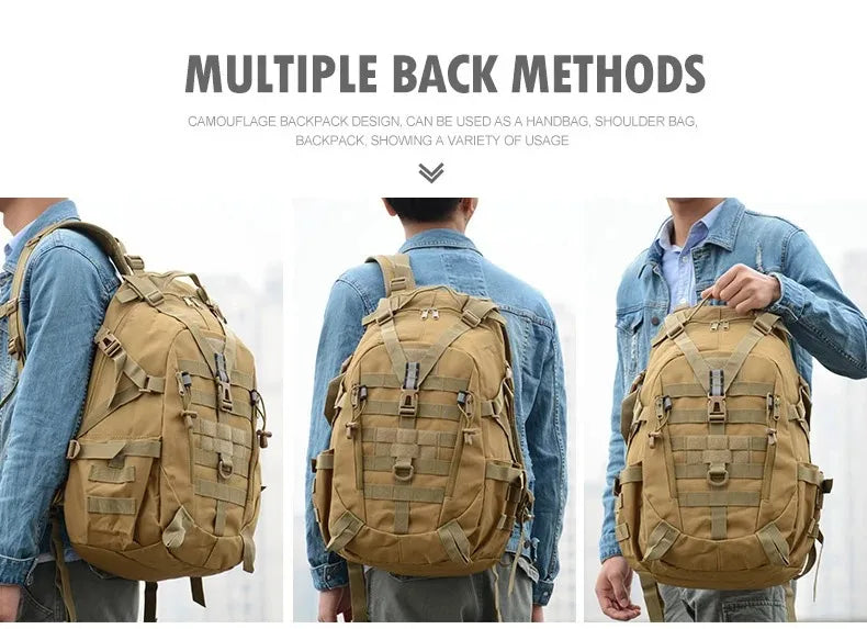 Tactical Backpack with Reflective Strips and 20-35L Storage