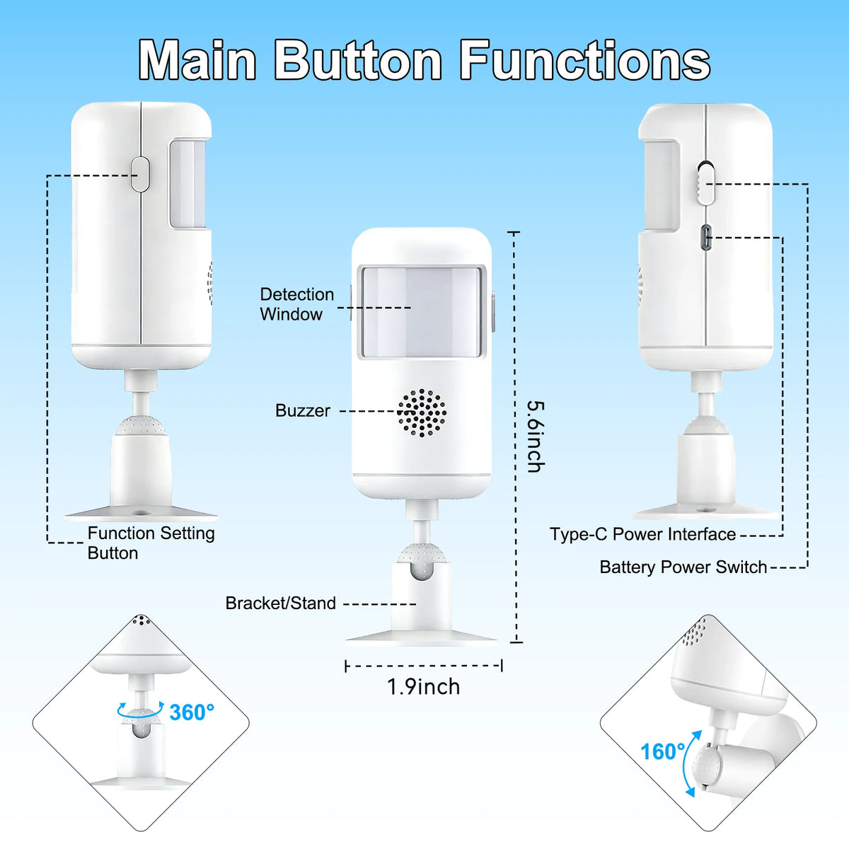 WiFi Infrared Detector DC 5V Tuya Smart Life 4 Alarm Modes PIR Motion Sensor Work With Alexa Google Home Alarm System