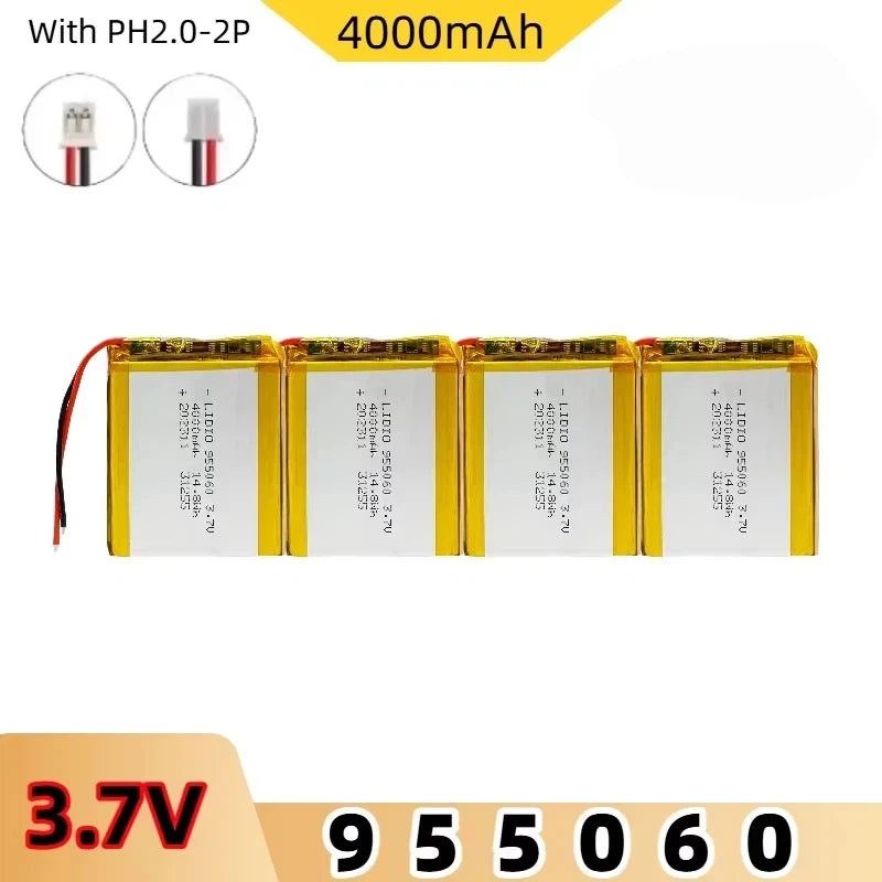 Batterie LiPo rechargeable 955060 3,7 V, PH à 2 broches