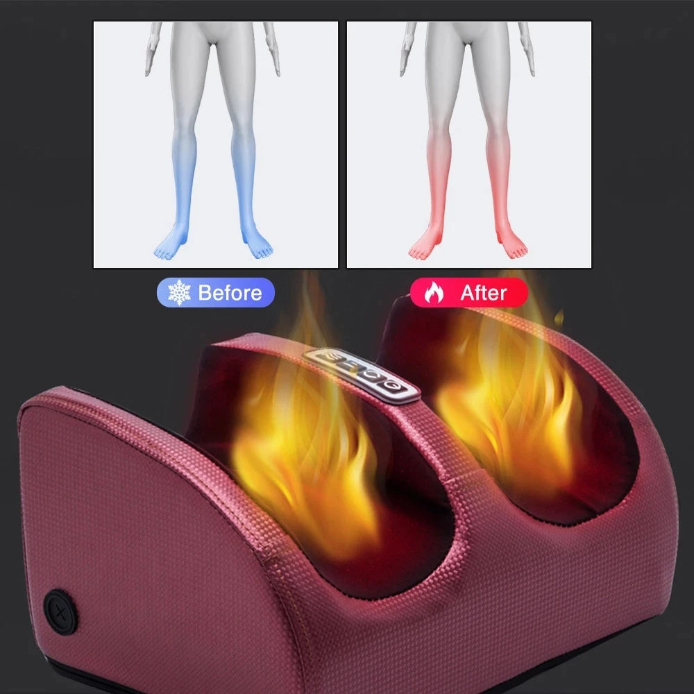 Electric Foot Massager Shiatsu Kneading Deep Tissue Relax Heated Roller Calf Pain Relief Fatigue Muscles Vibrator Machine Health 