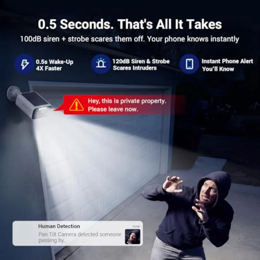 Solar-Powered 2K Outdoor Security Camera System with AI Detection