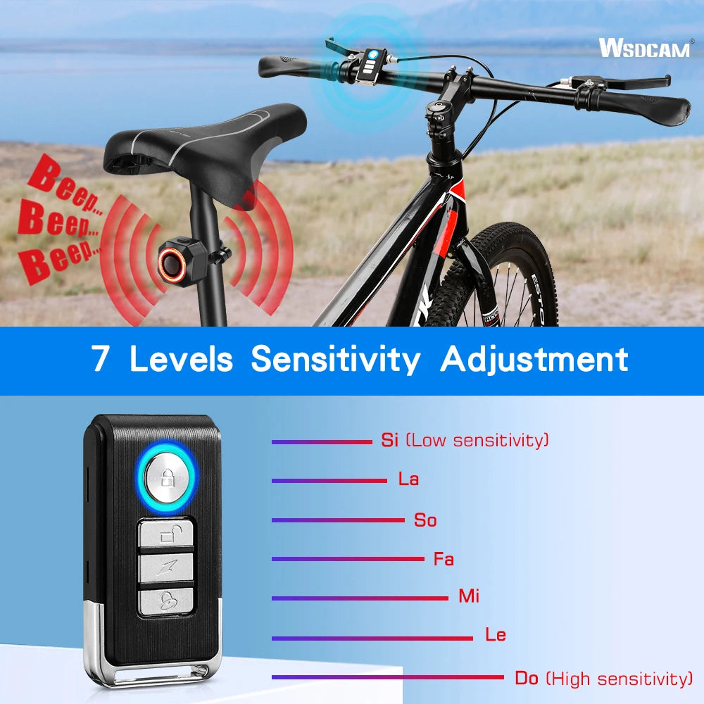 Wireless Bike Alarm with Remote, 110dB Motion Sensor Anti-Theft