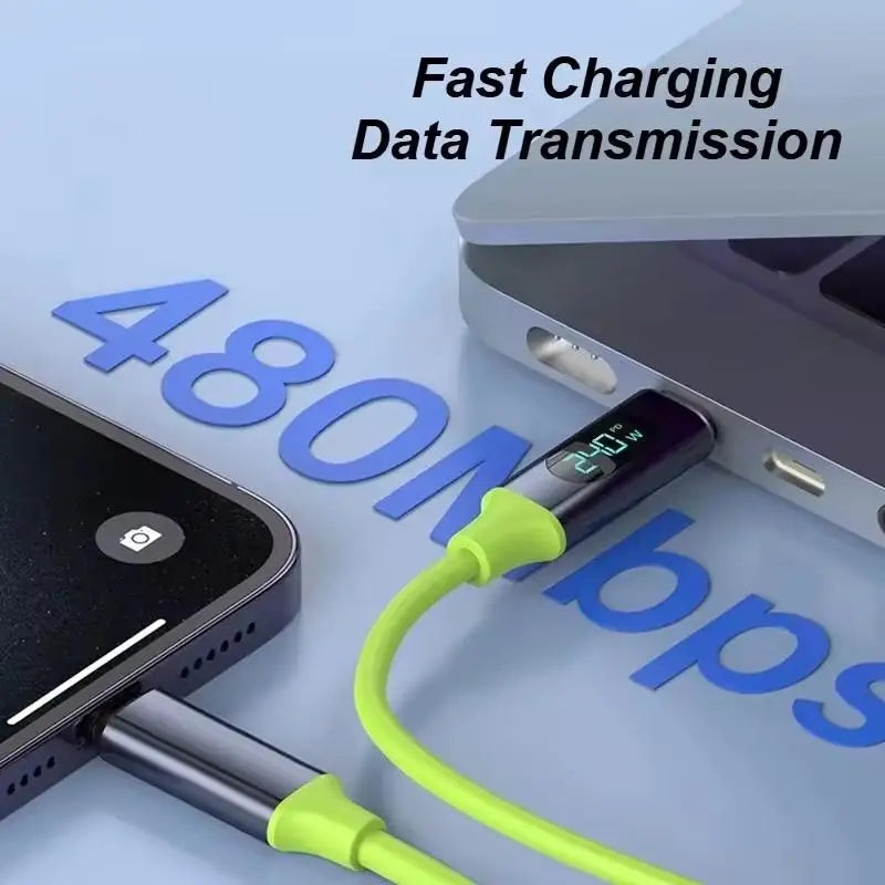 Cablu de încărcare USB-C de 1.5 m cu afișaj digital