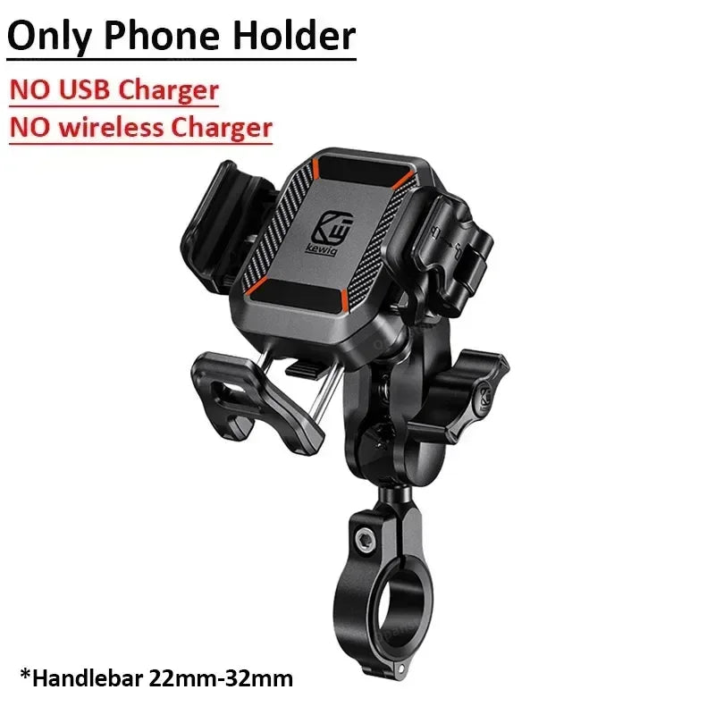 Shockproof Motorcycle Phone Holder 15W Wireless Charger & 36W USB C Fast Charging Motorbike Bicycle Bike Scooter Phone Stand 
