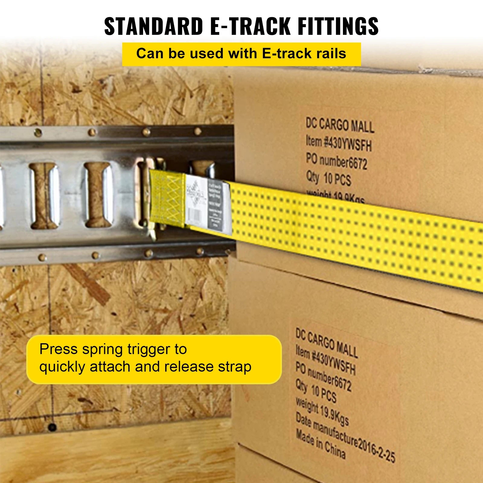E-Track Ratchet Straps 2" Heavy-Duty Tie-Down Set 4,400 lbs Strength