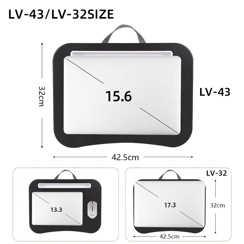 Cushioned Laptop Lap Desk with Wood Surface & Built-In Mouse Pad