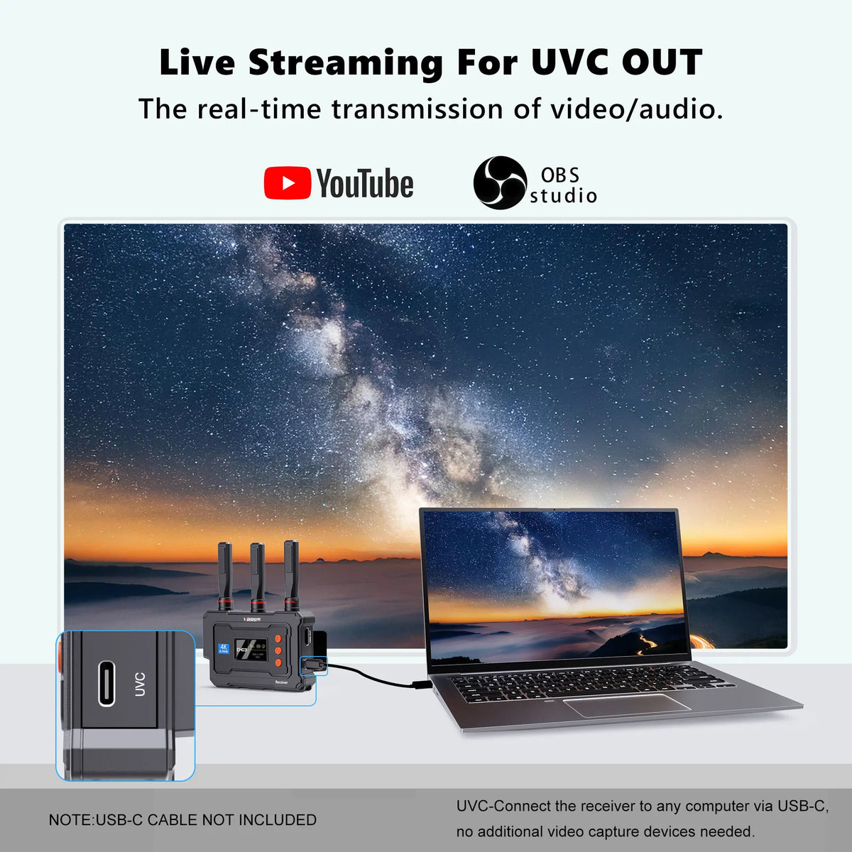 HDMI Ασύρματο Μετάδοση 4K Βίντεο Αποστάσεις 450M Ασύρματο Εκτεντής Κιτ Μεταδότες Δέκτης Βίντεο για Κάμερα Live Εκκλησία Οικία