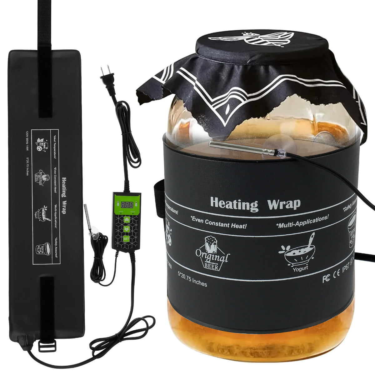 Adjustable Fermentation Jar Heating Wrap, 110 V US Plug