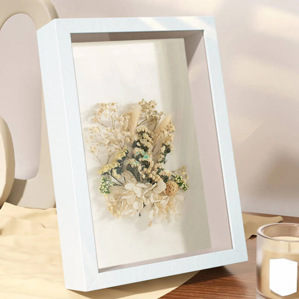 Wooden Shadow Box Frame for Keepsakes and Dried Flowers