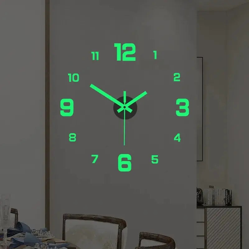 EW Creative Simple Luminous Digital Clock European Style DIY Silent Wall Clock Study Living Room Punch-Free Wall Sticker Clock 