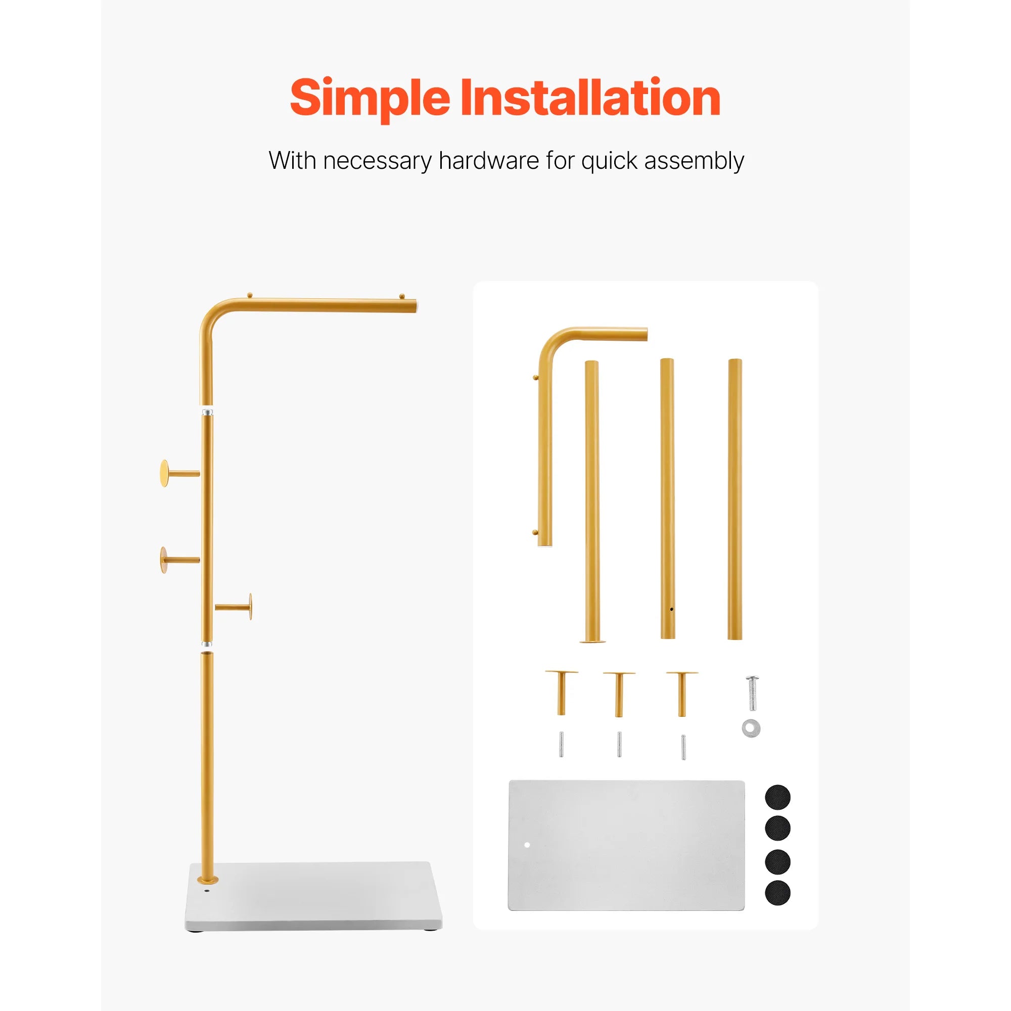 Freestanding Coat Rack with Quartz Base and 3 Hooks Stand