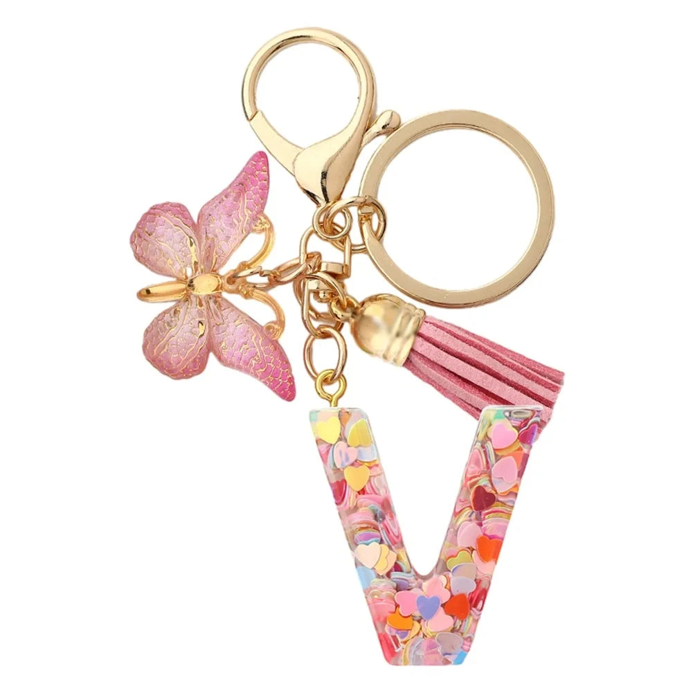 Fashion DIY Κεφαλίδες A-Z Letters keychain Μεταλλικός Φαρέτρα Pendant Key Chain Γυναίκες Κλειδί Αυτοκινήτου Αλυσίδα Απλό Γράμμα Όνομα Κλειδί Δώρο Κοσμήματα