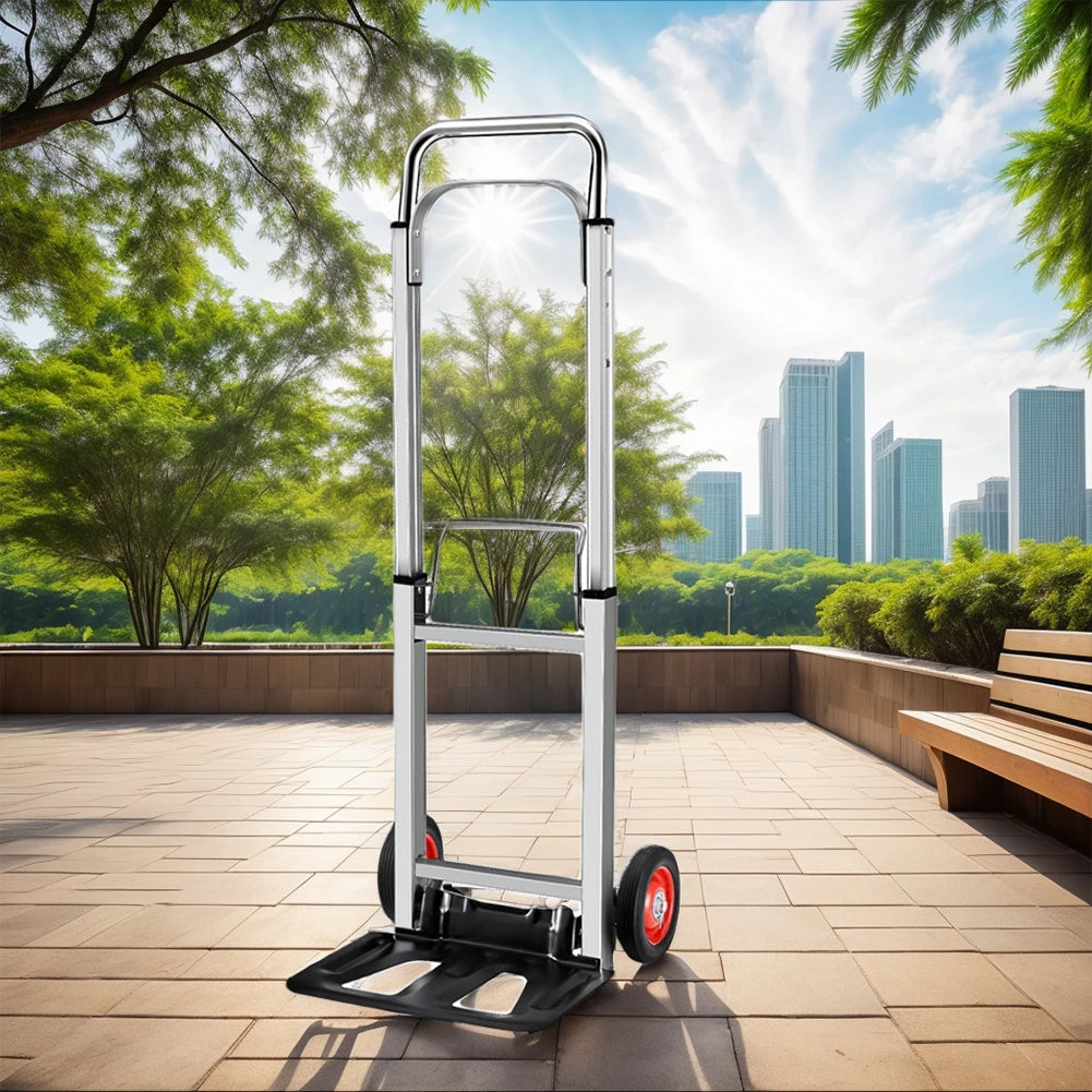 Folding Sack Truck Portable Dolly Cart Long Telescoping Handle Heavy Duty Barrow Cart Non-Slip for Moving and Travel