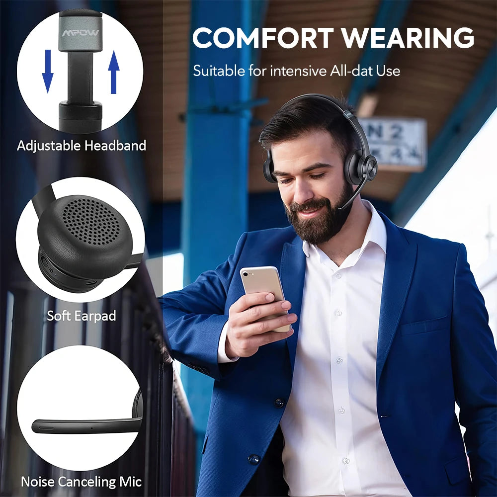 Mpow HC9 Ακουστικό Bluetooth 5.3 με Μικρόφωνο Ακύρωσης Θορύβου