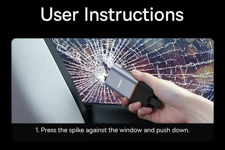3-in-1 Car Emergency Safety Hammer with Cutter, Light, Window Breaker