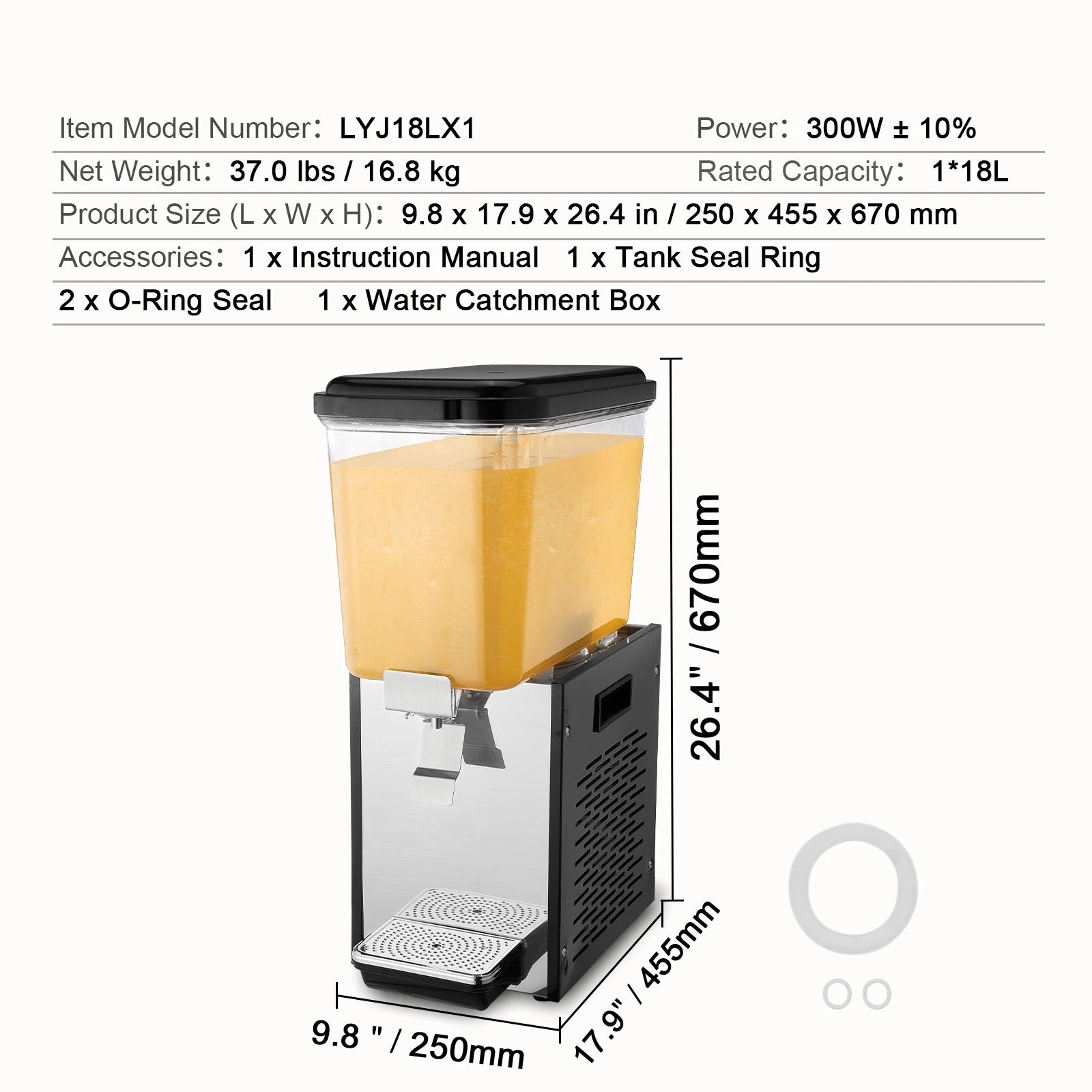 Kommersiell dryckesdispenser 10L–18L rostfri kylmaskin