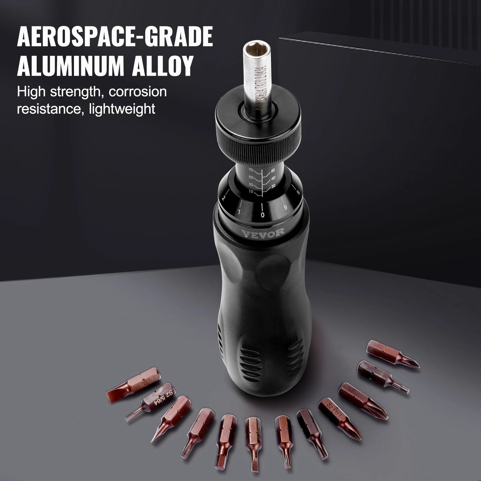 Adjustable Torque Screwdriver 10–70 in-lbs with Bits & Case