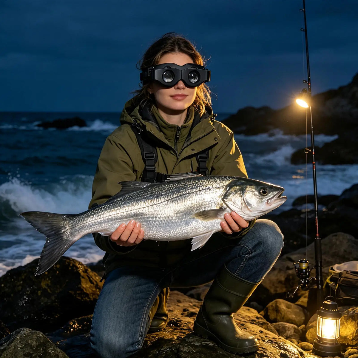 Night Vision Fishing Telescope, High Magnification for Fishing, Portable Night Vision Fishing, Double Layer Fishing Glasses
