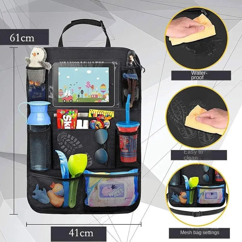 Car Seat Organizer Multifunctional Oxford Fabric Car Back Multi Pocket Storage Bag with Tablet Holder Protector for Kids 