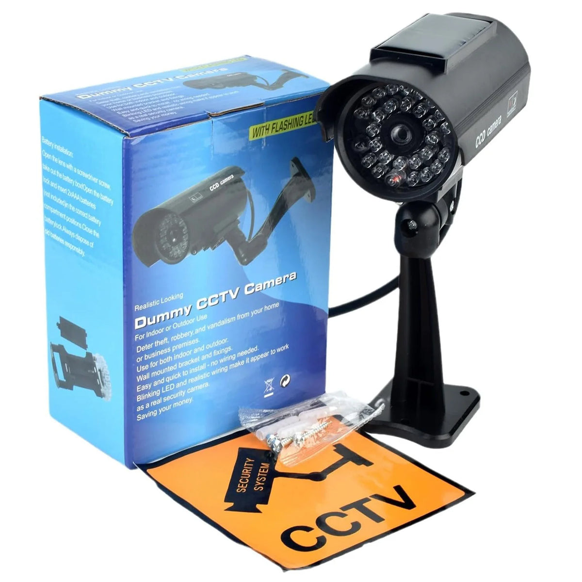Solar Dummy Security Camera with Flashing LED