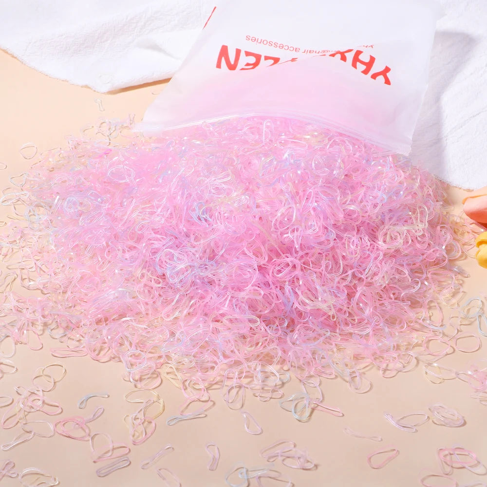 500/1000/2000pcs Girls Colourful Disposable Rubber Band Hair Ties Headband Children Ponytail Holder Bands Kids Hair Accessories 