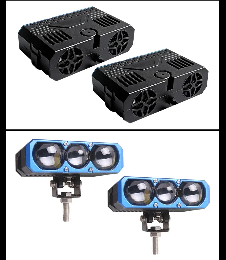 New Triple Lens LED Spotlight LED Headlight Universal Grille Light Car Accessories For Car Motorcycle OFF-Road SUV ATV