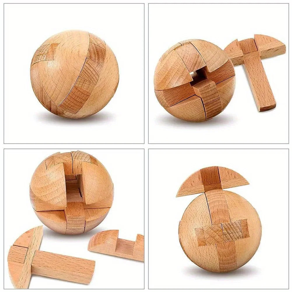 1ks Dřevěné puzzle, kouzelná koule hlavolam hračka, inteligentní hra, koule puzzle Halloween, Vánoce, dárek na Den díkůvzdání