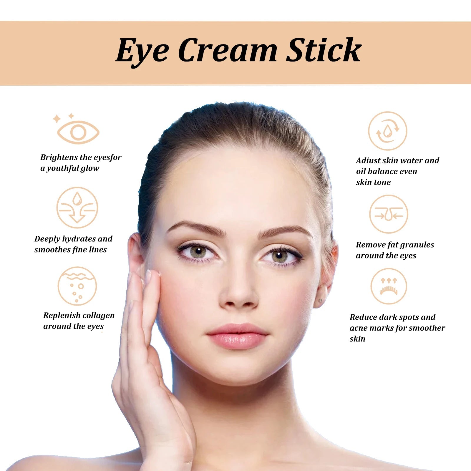 Snail Eye Cream Stick Collagen Fade Fine Lines Wrinkle Lightening Dark Circles Firming Eye Bags Puffiness Moisturizing Eye Cream 