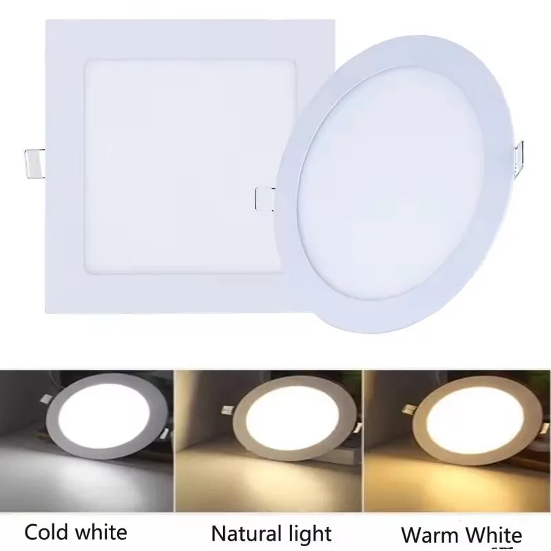 Recessed LED Ceiling Panel Light, 3–25W, White Light Options