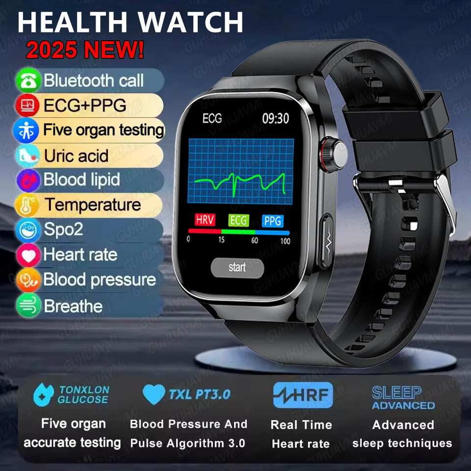 2025New Micro Physical Examination Smart Watch For Men Uric Acid Body Fat Five Organ Health Watches Bluetooth Call SmartBracelet 