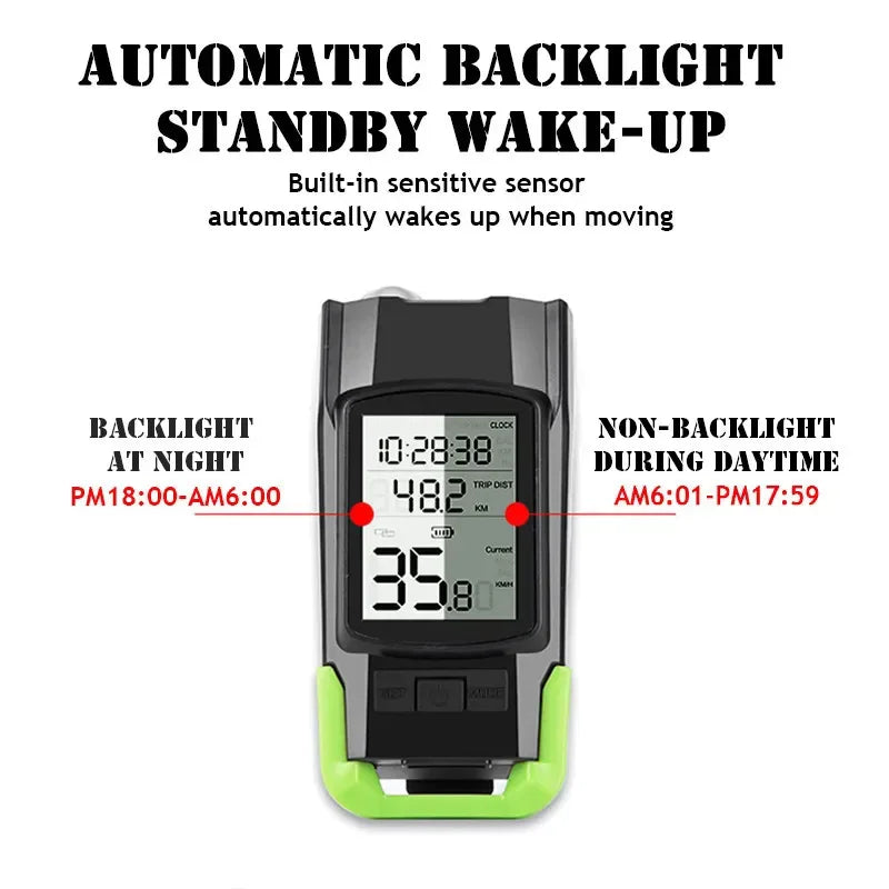 3-in-1 Bicycle Headlight, Speedometer & Horn