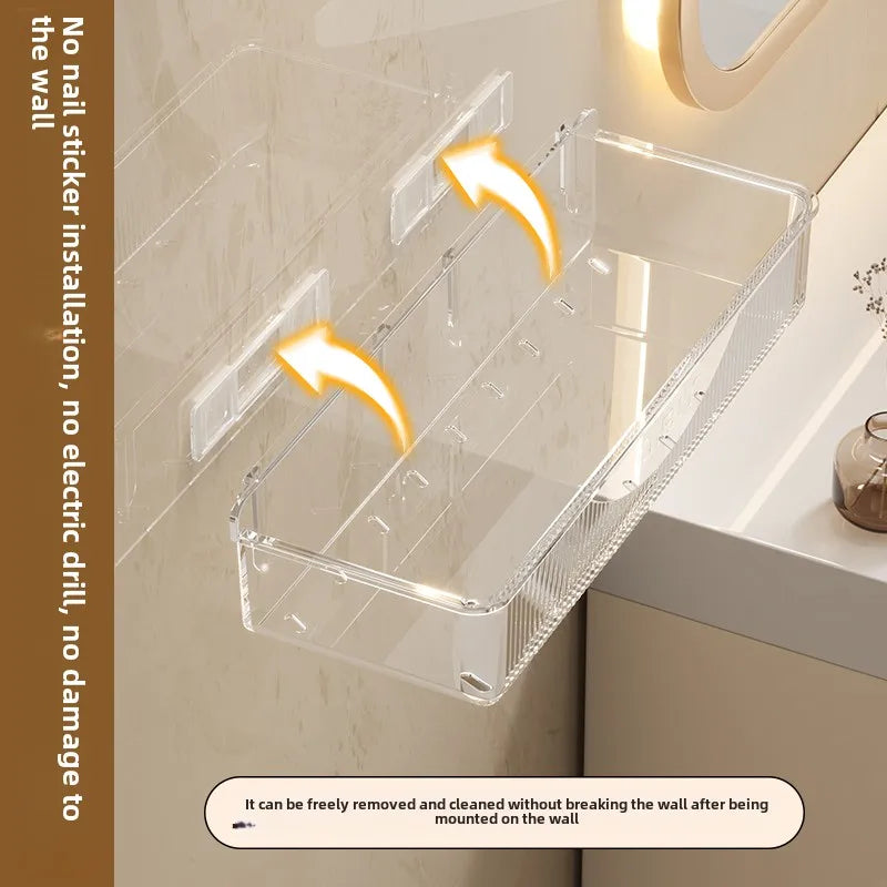 Wall Mounted Cosmetic and Skincare Storage Rack for Bathroom No Need for Drilling Multi Functional Kitchenbathroom Storage Rackr
