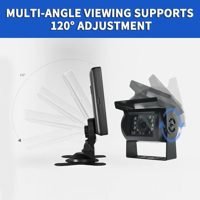 Facile à installer caméra de recul pour véhicule avec écran LCD couleur 7" moniteur de recul 12V/24V allume-cigare pour bus truck pickup lorry