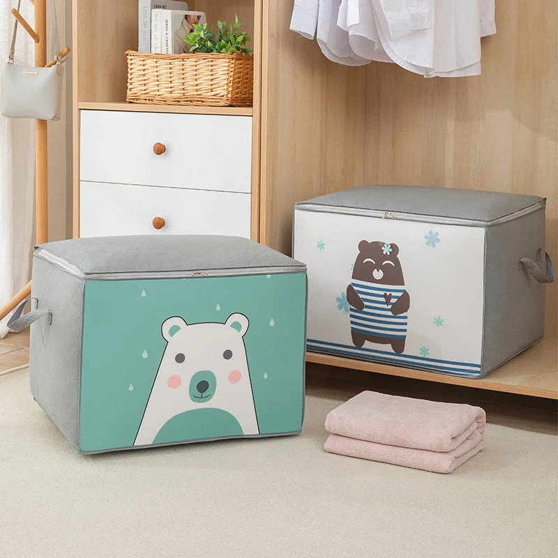 1pc Large Capacity Clothes Storage Bag Organizer With Reinforced Handle For Blankets Bedding Foldable With Zipper Storage Bag 