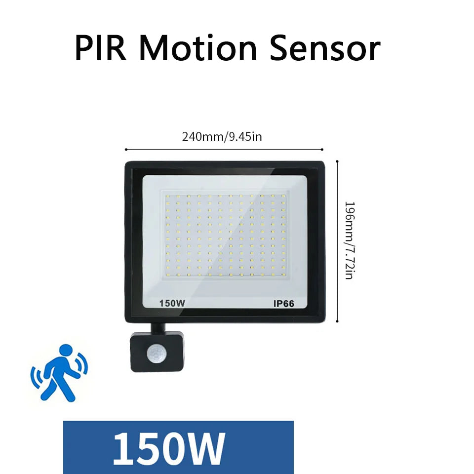 Proiector LED cu senzor de mișcare PIR, opțiuni de 10–300W