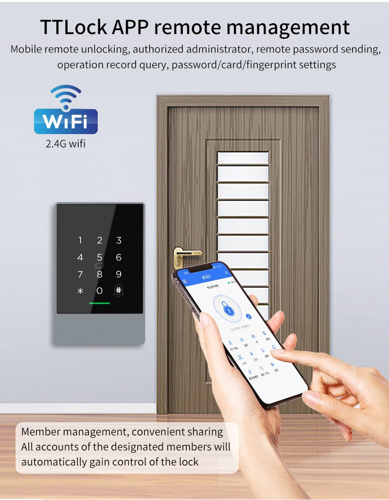 Akıllı WiFi ve Bluetooth Kapı Kilidi Tuş Takımı, Uygulama Kontrollü Erişim