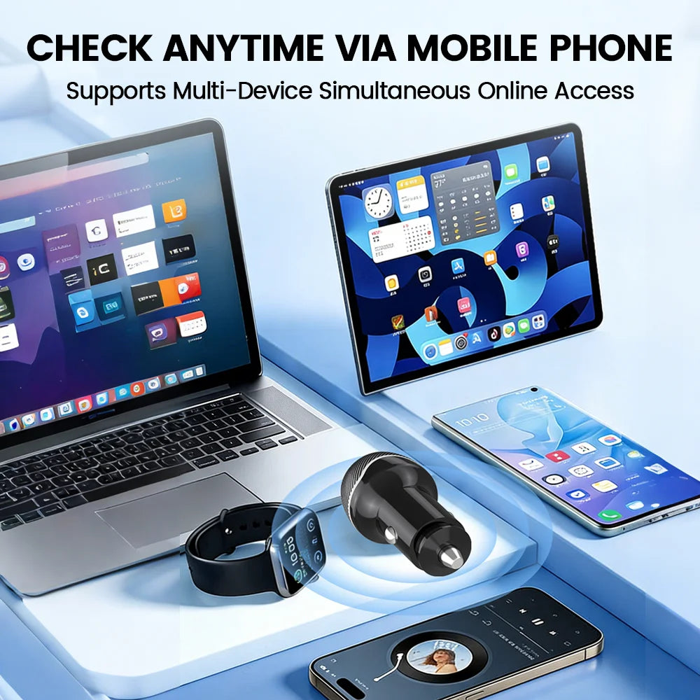2in1 Car Charger GPS Tracker, USB Type-C Phone Fast Charging with Find My App for iOS & Android Google Find My