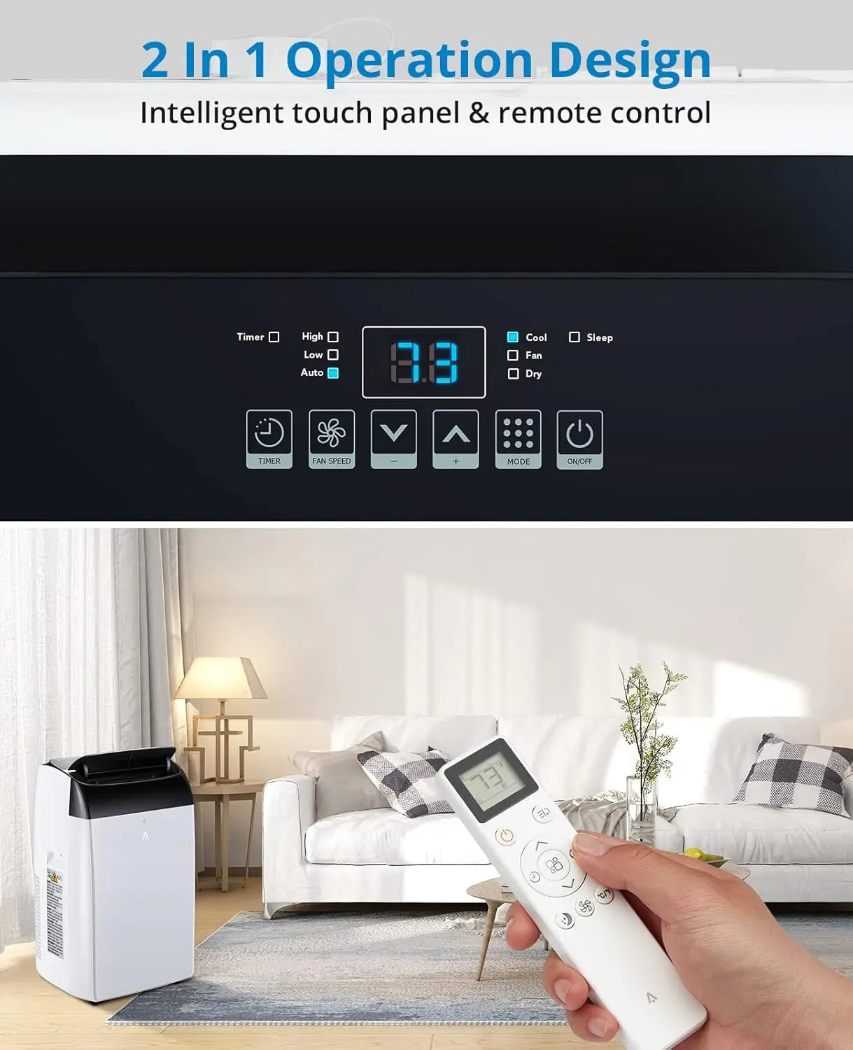 14000 BTU Portable Air Conditioner 3-in-1 with Remote Control and Sleep Mode