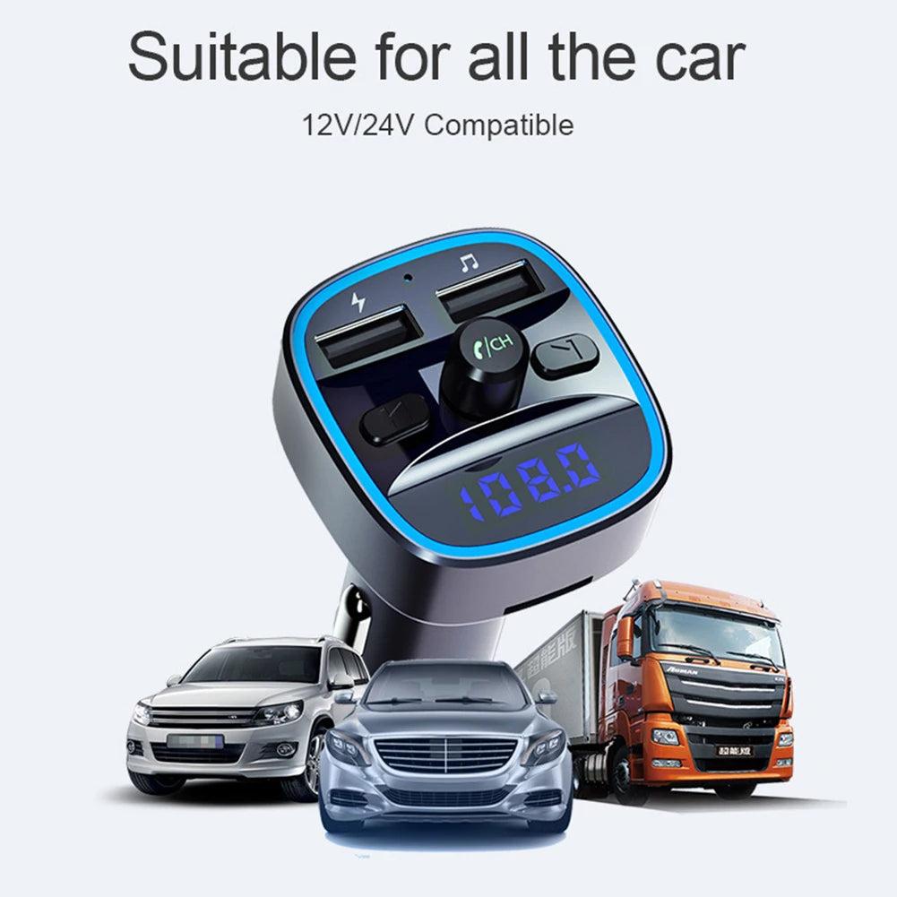 Car Bluetooth 5.0 FM Transmitter with Dual USB Charging