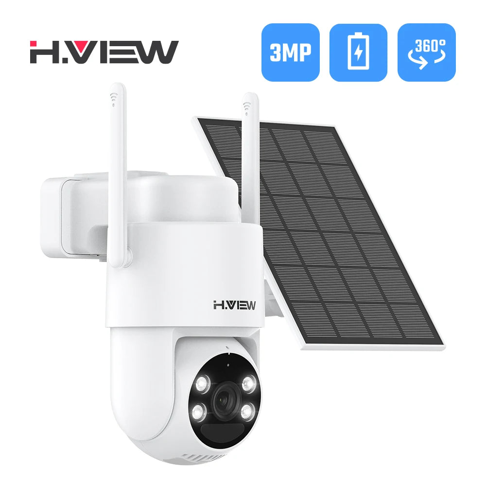Wireless 3MP Solar Security Camera with PTZ, Color Night Vision