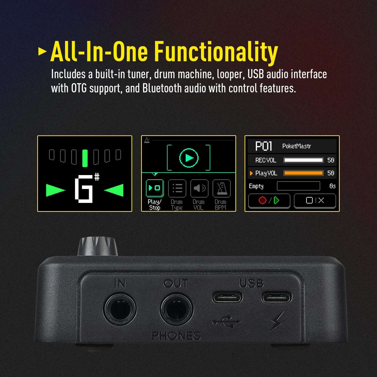 Pedală de chitară SONICAKE Pocket Master cu efecte multiple și control prin aplicație