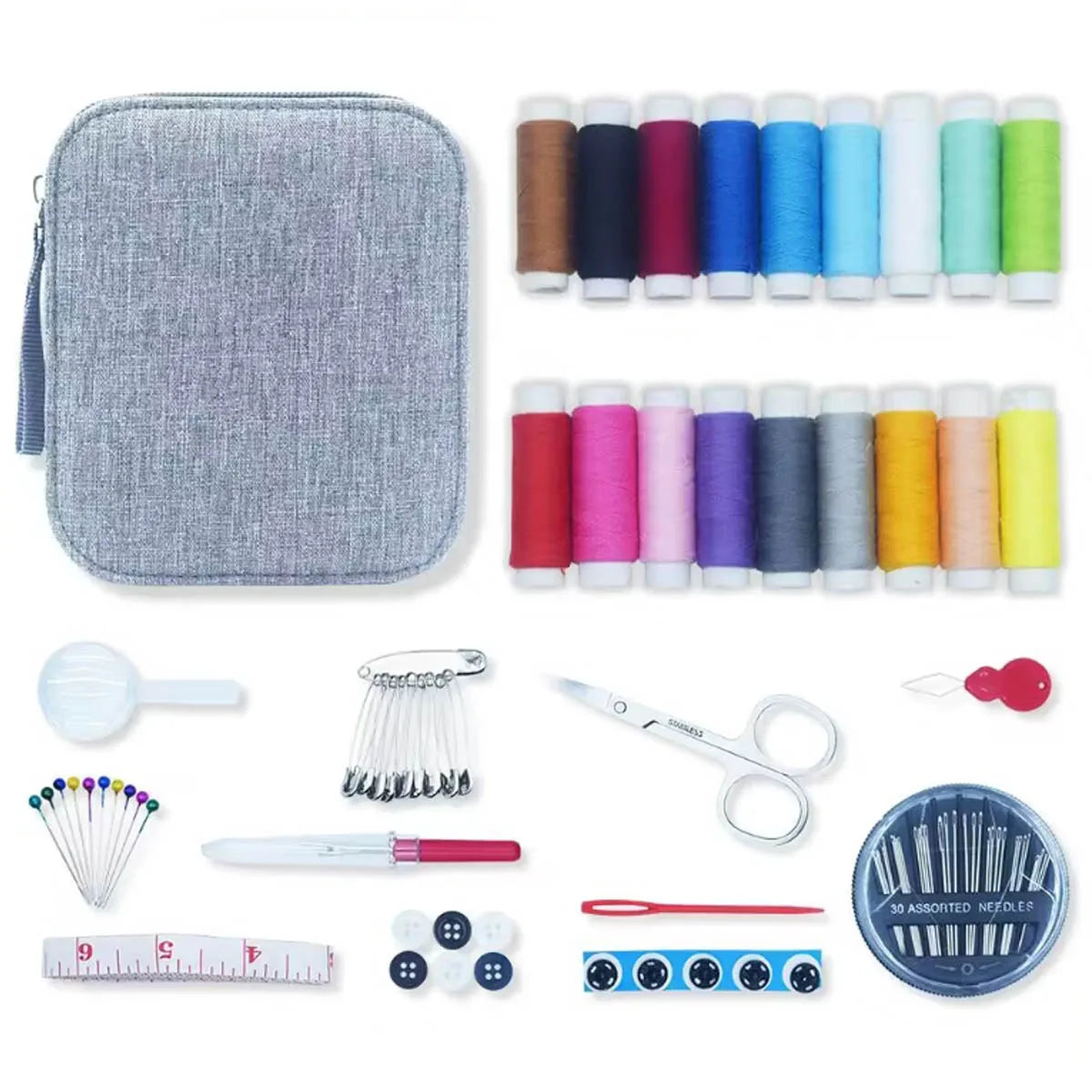 86-Piece Home Sewing Repair Kit, Grey Case