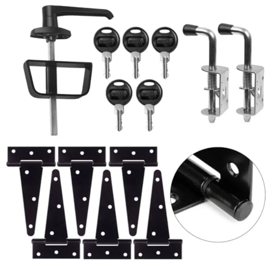 Double Door Shed Hardware Kit with Hinges, Latch & L-Handle Lock