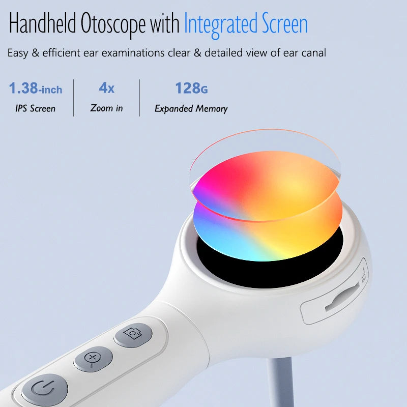 Otoscopio digital con cámara y pantalla de 1,38'' HD1080P, limpiador de oídos visual con 6 LED, endoscopio de vídeo portátil para extracción de cera