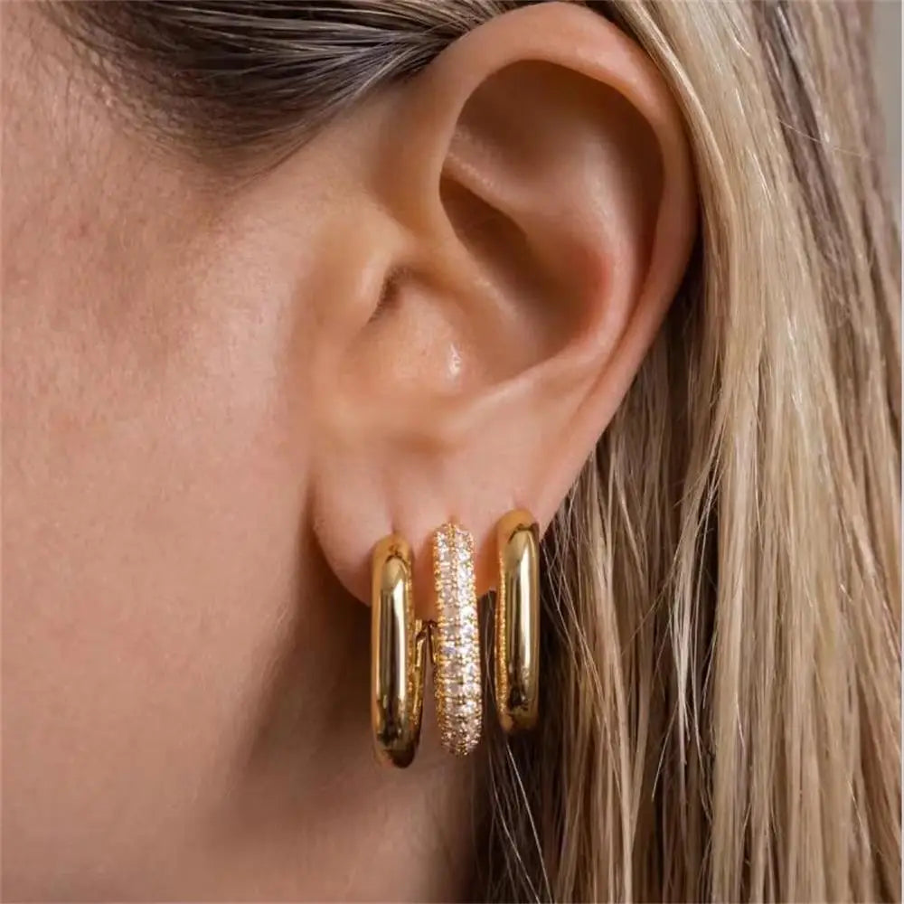 Zircon Circle Huggie Hoop Earrings for Women
