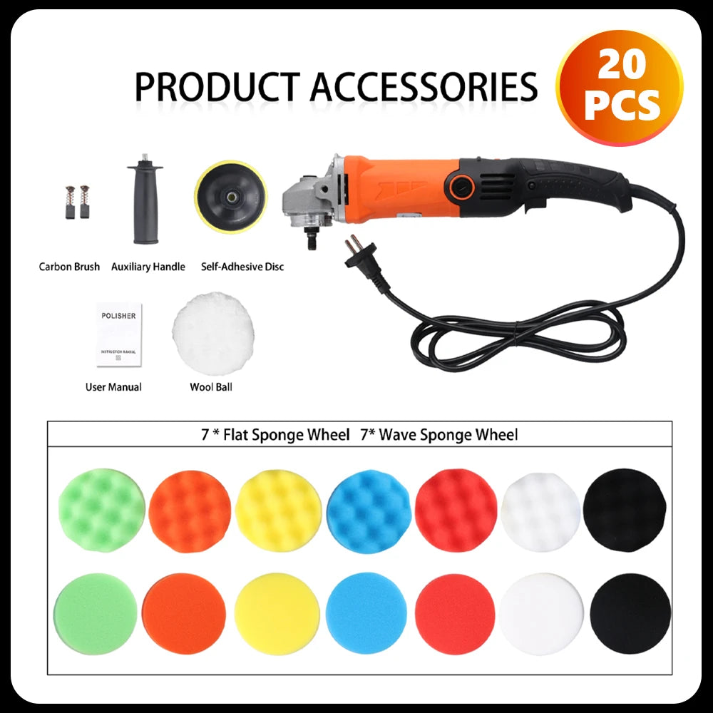 Podofo 1200W Rotary Car Buffer Polisher Waxer Detachable Handle for Boat Car Polishing and Waxing 8800RPM Sponge Rotary Polisher 