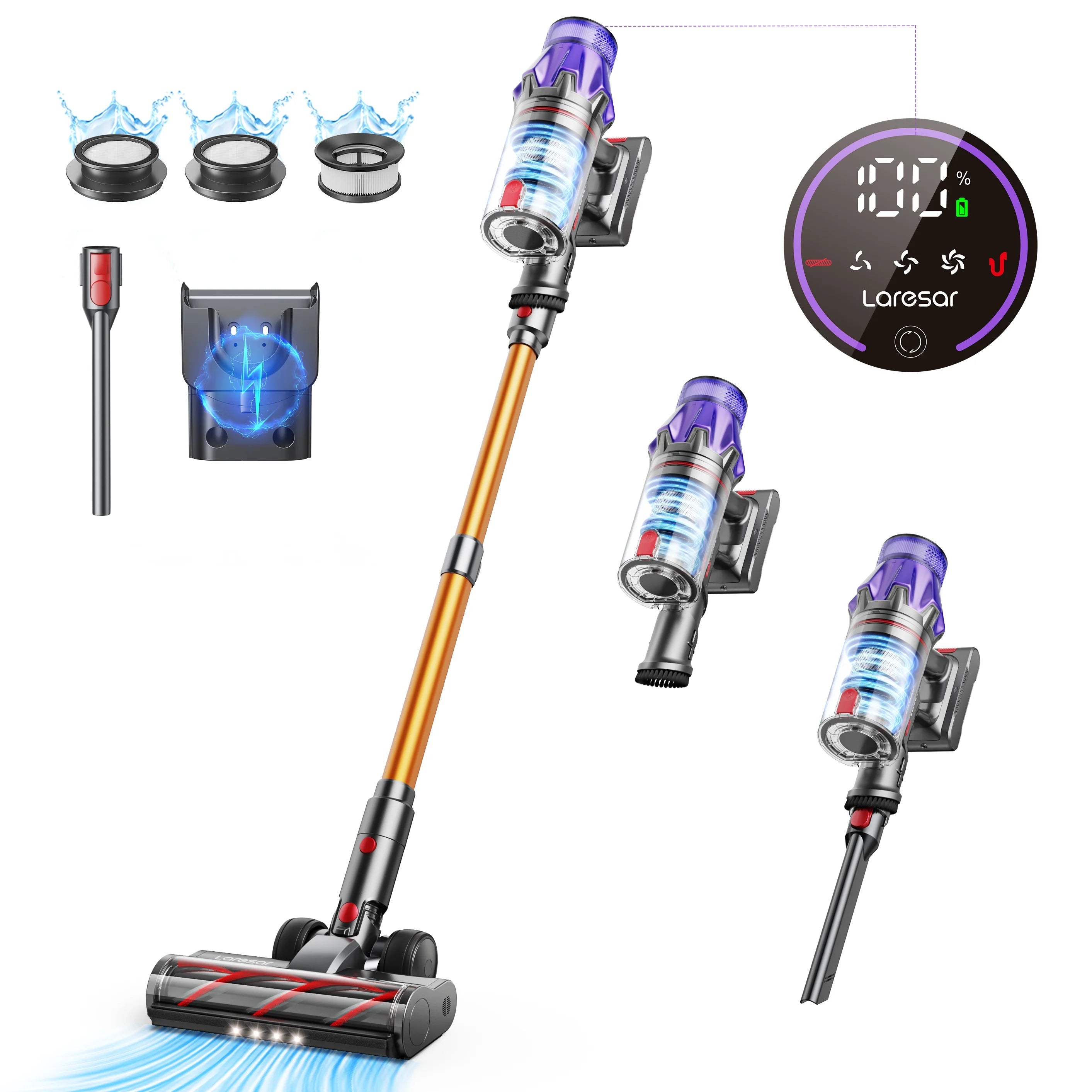 Laresar V7 500W 50KPA Suction Power Cordless Vacuum Cleaner  Handheld smart Home appliance Removable Battery Dust Cup 