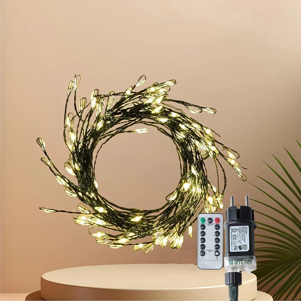 Green Wire LED String Lights with Remote, 6 m to 42 m