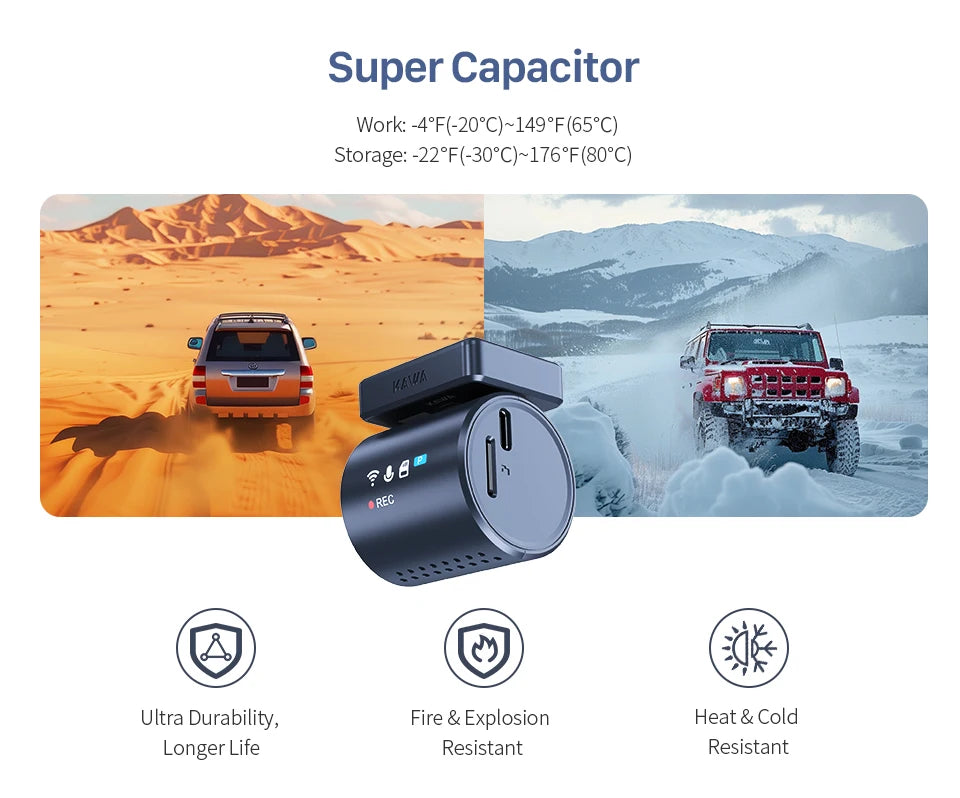 2K Mini Dash Cam with WiFi, Voice Control and Parking Monitor
