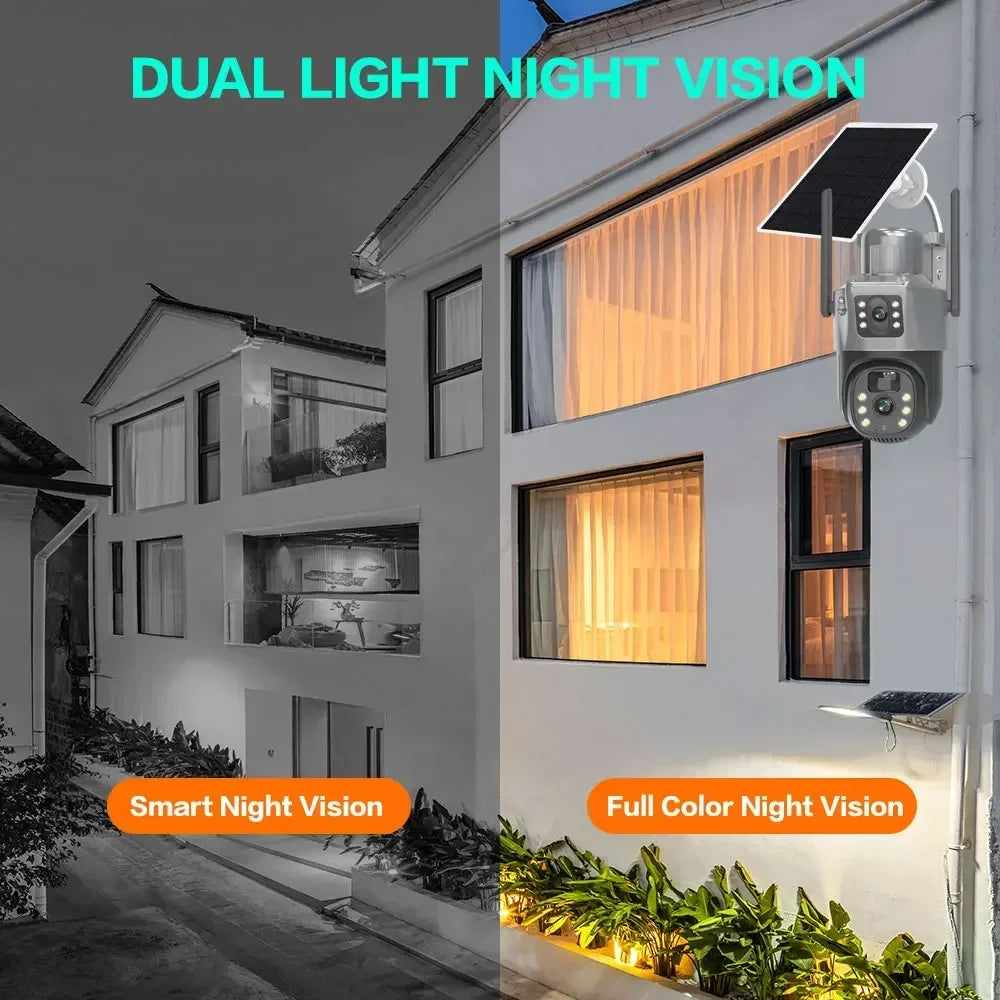 4G Solar Dual Lens Outdoor Security Camera 8MP 4K PIR Human Detection